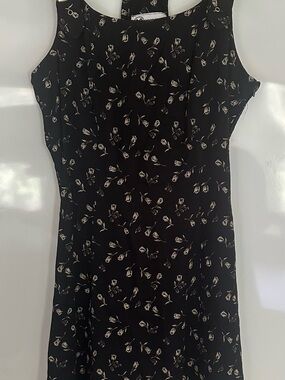 M Collection Juniors Black Floral Sleeveless Dress - Classic Elegance Size 9/10